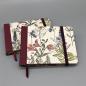 Preview: Buch Leinenrücken Blumen Gummiband handgebunden Notizen Varianten